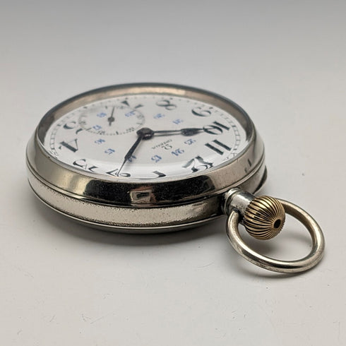 Antique Omega pocket watch from around 1920, diameter 53mm, railroad watch, alloy case, in good working order